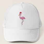 Weihnachts-Flamingo mit Weihnachtsmannmütze Truckerkappe (Vorderseite)