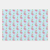 Weihnachts-Flamingo-Muster Blau Geschenkpapier Set (Vorderseite 3)