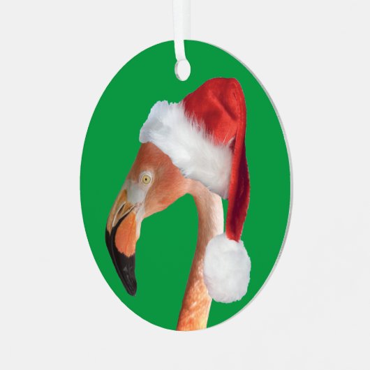 Weihnachts-Flamingo-Ornament Ornament Aus Metall (Vorderseite links)