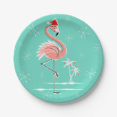 Weihnachts-Flamingo-Papierplatte Pappteller (Vorderseite)