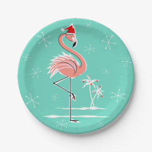 Weihnachts-Flamingo-Papierplatte Pappteller