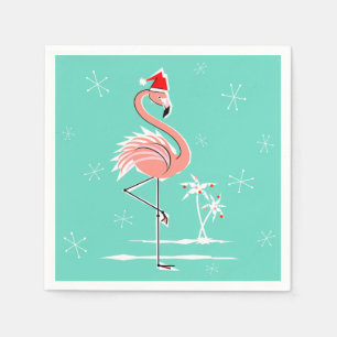 Weihnachts-Flamingo-Papierserviette Serviette