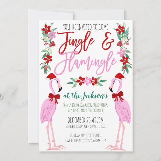 Weihnachts-Flamingo-Party Einladung (Vorderseite)