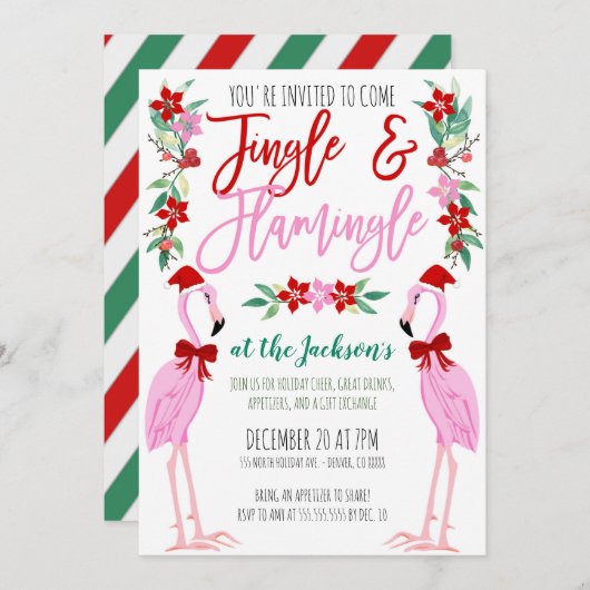 Weihnachts-Flamingo-Party Einladung (Vorne/Hinten)