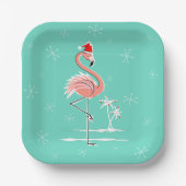Weihnachts-Flamingo-Platz Pappteller (Vorderseite)