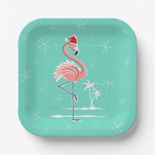 Weihnachts-Flamingo-Platz Pappteller