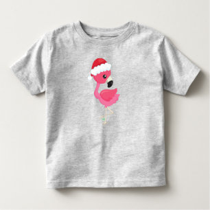 Weihnachts-Flamingo, Rosa Flamingo, Weihnachtsmann Kleinkind T-shirt