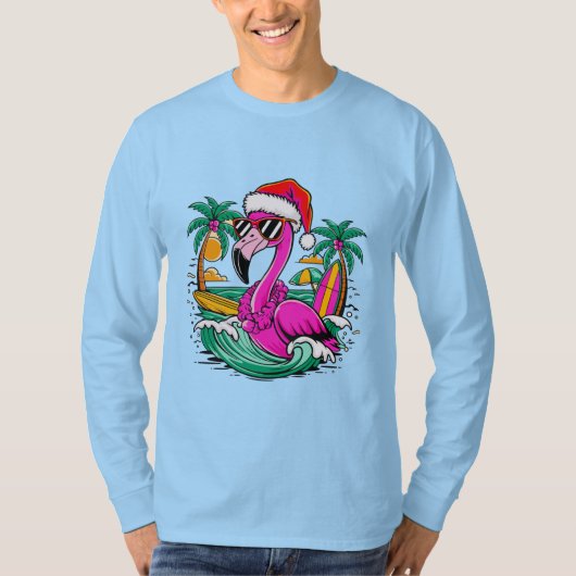 Weihnachts-Flamingo-Spaß im Paradies T-Shirt (Vorderseite)