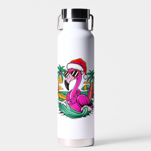 Weihnachts-Flamingo-Spaß im Paradies Trinkflasche (Vorne)