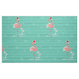 Weihnachts Flamingo Strip große Muster Stoff