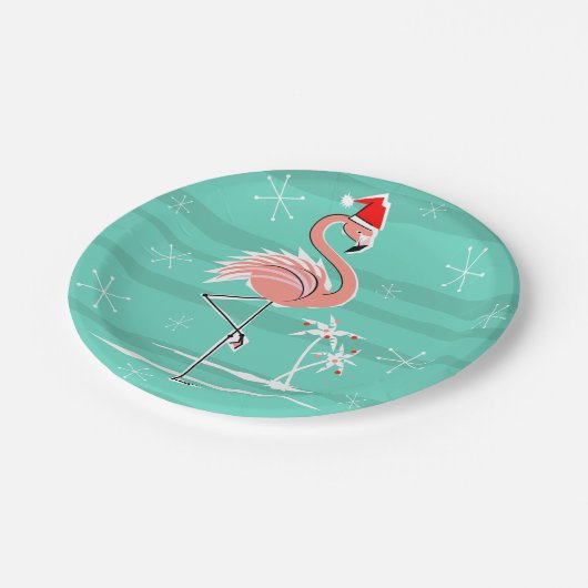 Weihnachts Flamingo Strip Papierplatte Pappteller (Schrägansicht)