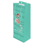 Weihnachts Flamingo Strip Weinbeutel Geschenktüte Für Weinflaschen (Rückseite Schrägansicht)