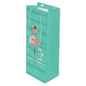 Weihnachts Flamingo Strip Weinbeutel Geschenktüte Für Weinflaschen (Vorderseite Schrägansicht)