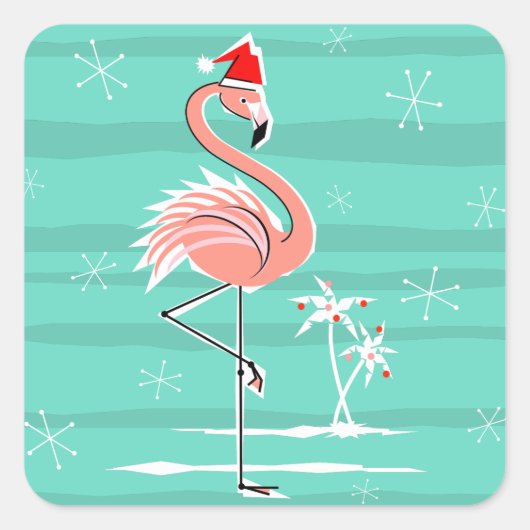 Weihnachts Flamingo Stripe Aufkleber Platz (Vorderseite)