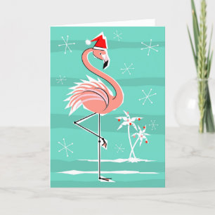 Weihnachts Flamingo Stripe Grüße Karte