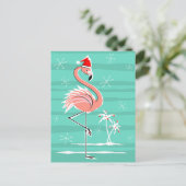 Weihnachts Flamingo Stripe Postkarte (Stehend Vorderseite)