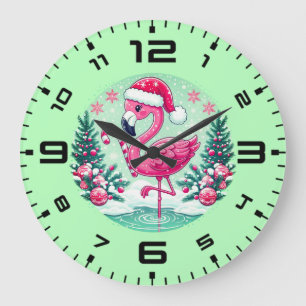 Weihnachts-Flamingo-Sublimations-Clipart-10424 Große Wanduhr