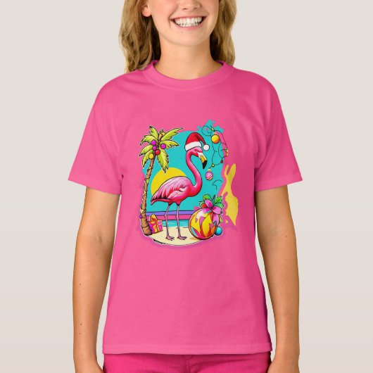 Weihnachts-Flamingo-T - Shirt für festliche Fun We (Vorderseite)