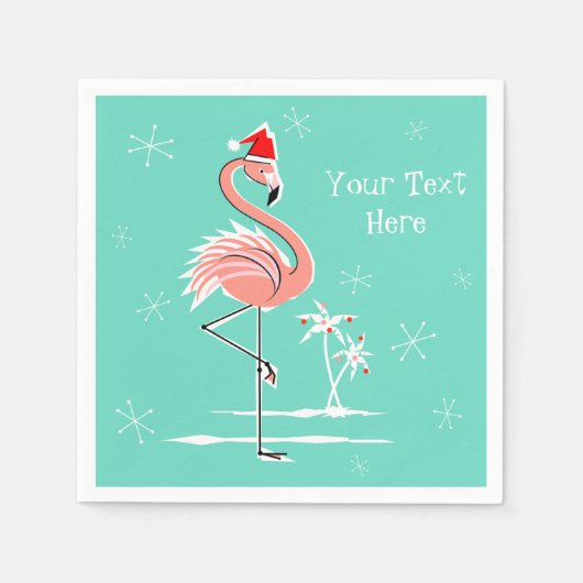 Weihnachts Flamingo Text paper nappers Serviette (Vorderseite)