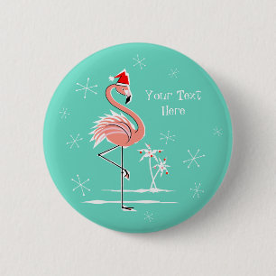 Weihnachts-Flamingo-Text-Taste rund Button
