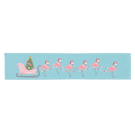 Weihnachts-Flamingo-Tischläufer an der Küste Kurzer Tischläufer (Horizontal)