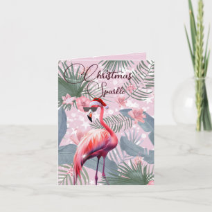 Weihnachts Flamingo Tropical Lights Begrüßung Feiertagskarte