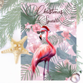 Weihnachts Flamingo Tropical Lights Grußkarte Einladung