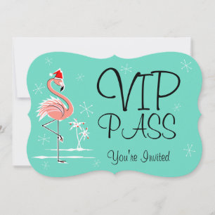 Weihnachts-Flamingo 'VIP PASS' Einladungsklammer Einladung