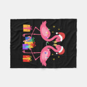 Weihnachts-Flamingo-Weihnachtsmannmütze Fleecedecke (Vorderseite (Horizontal))
