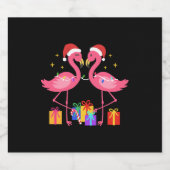 Weihnachts-Flamingo-Weihnachtsmannmütze Schaumweinetikett (Einzelnes Label)