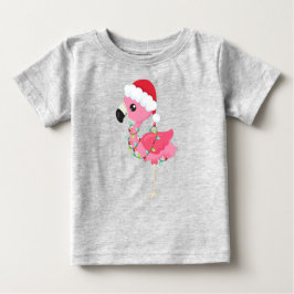 Weihnachts-Flamingo, Weihnachtsmannmütze, Weihnach Baby T-shirt