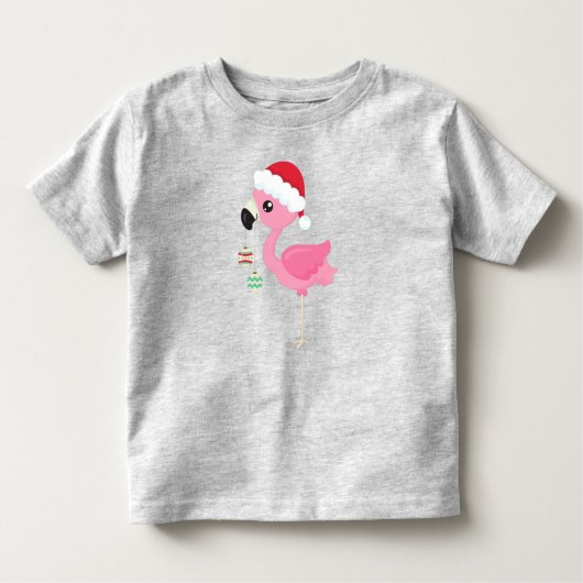 Weihnachts-Flamingo, Weihnachtsmannmütze, Weihnach Kleinkind T-shirt (Vorderseite)