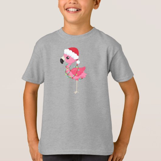 Weihnachts-Flamingo, Weihnachtsmannmütze, Weihnach T-Shirt (Vorderseite)