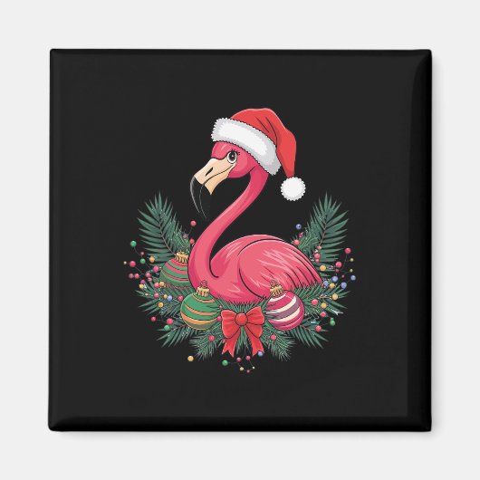 Weihnachts Flamingo Winter Magnet (Vorne)