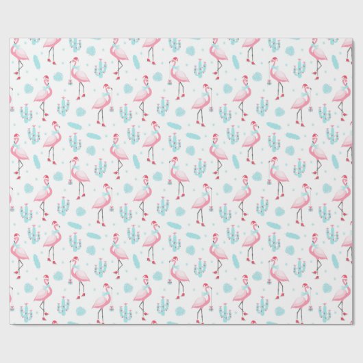 Weihnachts Flamingo Wrapping Paper Geschenkpapier (Flach)