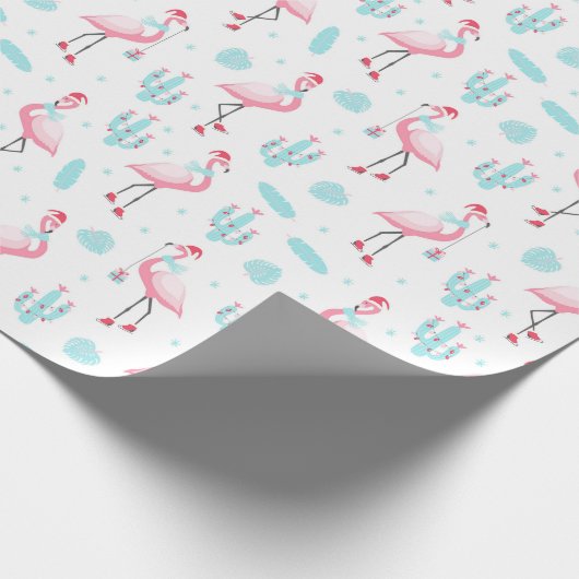 Weihnachts Flamingo Wrapping Paper Geschenkpapier (Ecke)