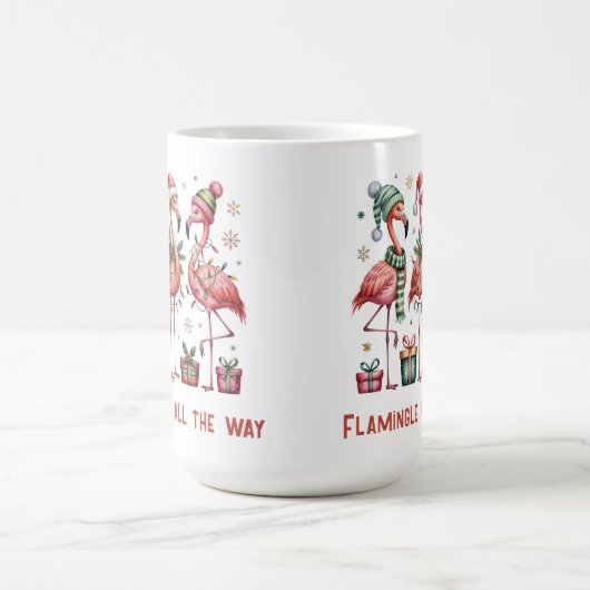 Weihnachts Flamingos Flamingle Kaffeetasse (Mittel)
