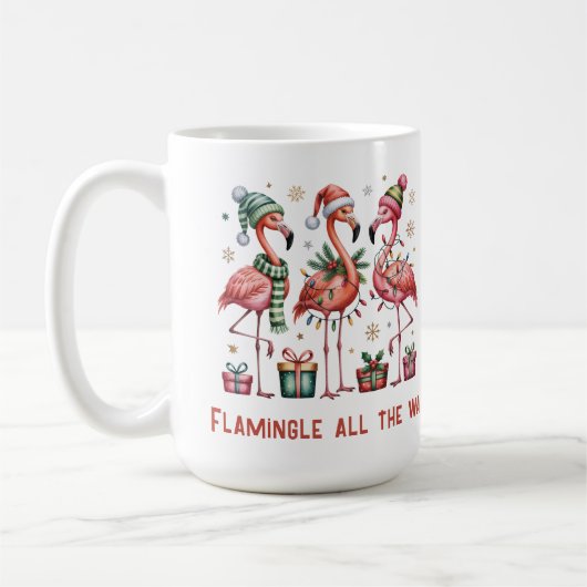 Weihnachts Flamingos Flamingle Kaffeetasse (Links)