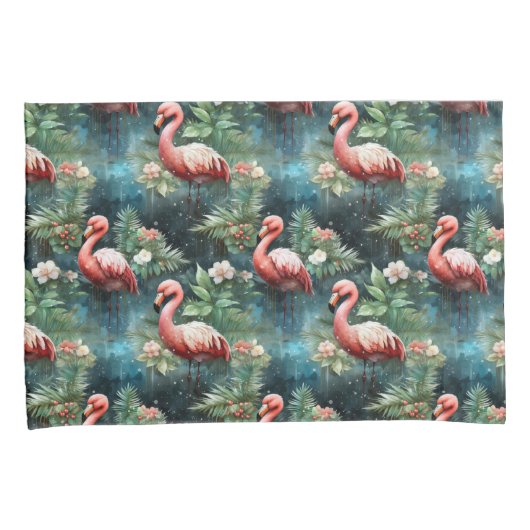 Weihnachts-Flamingos mit Mistleton Kissenbezug (Vorderseite-Rechts)