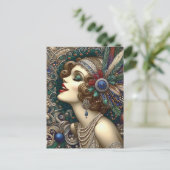 Weihnachts-Flapper Frau Postkarte (Stehend Vorderseite)