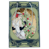 Weihnachts-Flapper-Girl mit Drink und Baum Mittlere Geschenktüte (Vorderseite)