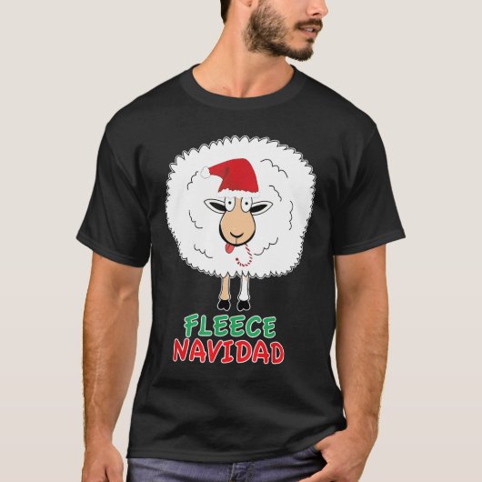 Weihnachts-Fleece Navidad Funny Pun Sheep Sheep Lo T-Shirt (Vorderseite)
