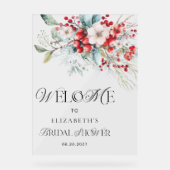 Weihnachts-Flora Elegantes Brautparty Willkommen Acrylschild (Vorderseite)