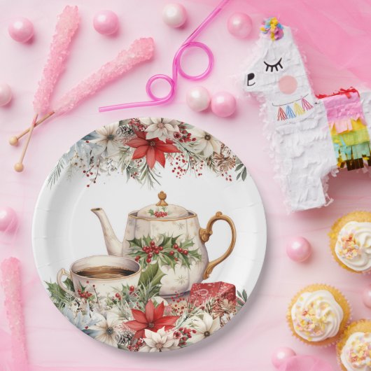 Weihnachts-Flora-Tee-Feier Pappteller (Party)