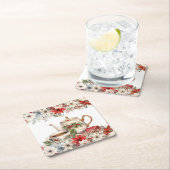 Weihnachts-Flora-Tee-Feier Rechteckiger Pappuntersetzer (Vor Ort)