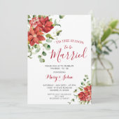 Weihnachts-Flora-Winter Hochzeit Einladung (Stehend Vorderseite)
