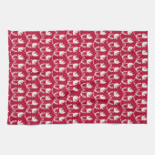 Weihnachts-Floral in Rot und Elfenbeinküste Geschirrtuch (Horizontal)