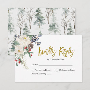 Weihnachts-Floral Romantische Hochzeit RSVP-Karte RSVP Karte