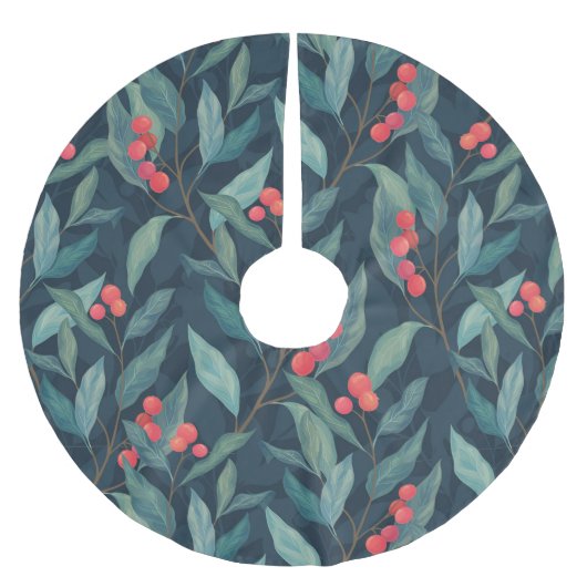 Weihnachts florale Brushed Polyester Tree Skirt Weihnachtsbaumdecke (Vorderseite)