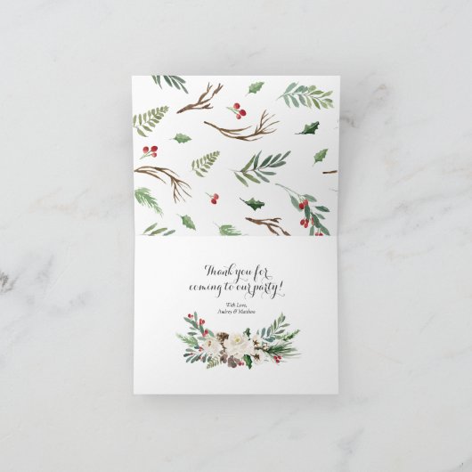 Weihnachts floriert DankeYou Card Einladung (Innenseite)